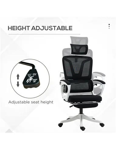 Vinsetto Ergonomic Office Chair, High Back Desk Chair, Reclining Mesh Computer Chair with Adjustable Headrest, Lumbar Support, F