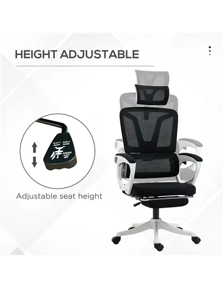 Vinsetto Ergonomic Office Chair, High Back Desk Chair, Reclining Mesh Computer Chair with Adjustable Headrest, Lumbar Support, F
