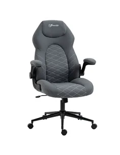 Vinsetto Home Office Desk Chair, Computer Chair with Flip Up Armrests, Swivel Seat and Tilt Function, Dark Grey