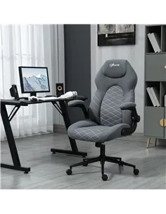 Vinsetto Home Office Desk Chair, Computer Chair with Flip Up Armrests, Swivel Seat and Tilt Function, Dark Grey 2