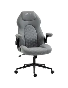 Vinsetto Home Office Desk Chair, Computer Chair with Flip Up Armrests, Swivel Seat and Tilt Function, Light Grey