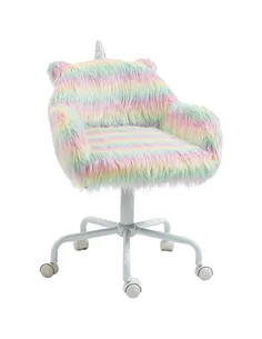 Vinsetto Unicorn Home Office Chair, Height Adjustable Fluffy Desk Chair with Armrests and Swivel Wheels, Colourful