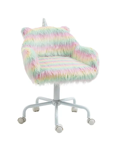 Vinsetto Unicorn Home Office Chair, Height Adjustable Fluffy Desk Chair with Armrests and Swivel Wheels, Colourful
