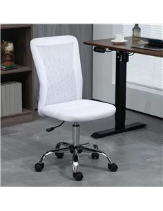 Vinsetto Computer Desk Chair, Mesh Office Chair with Adjustable Height and Swivel Wheels, Armless Study Chair, White 2