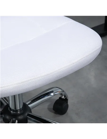 Vinsetto Computer Desk Chair, Mesh Office Chair with Adjustable Height and Swivel Wheels, Armless Study Chair, White