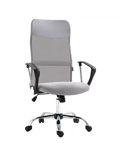 Vinsetto Ergonomic Office Chair Mesh Chair with Adjustable Height Tilt Function Light Grey