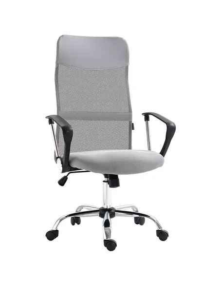 Vinsetto Ergonomic Office Chair Mesh Chair with Adjustable Height Tilt Function Light Grey