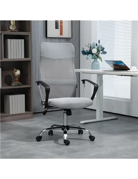 Vinsetto Ergonomic Office Chair Mesh Chair with Adjustable Height Tilt Function Light Grey