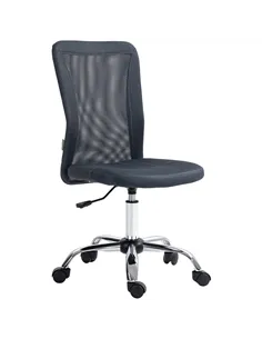 Vinsetto Computer Desk Chair, Mesh Office Chair with Adjustable Height and Swivel Wheels, Armless Study Chair, Dark Grey