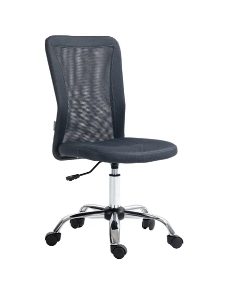 Vinsetto Computer Desk Chair, Mesh Office Chair with Adjustable Height and Swivel Wheels, Armless Study Chair, Dark Grey