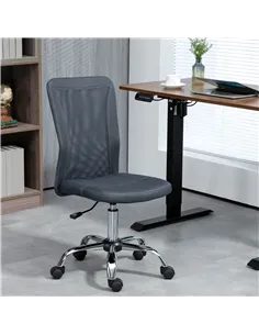 Vinsetto Computer Desk Chair, Mesh Office Chair with Adjustable Height and Swivel Wheels, Armless Study Chair, Dark Grey 2