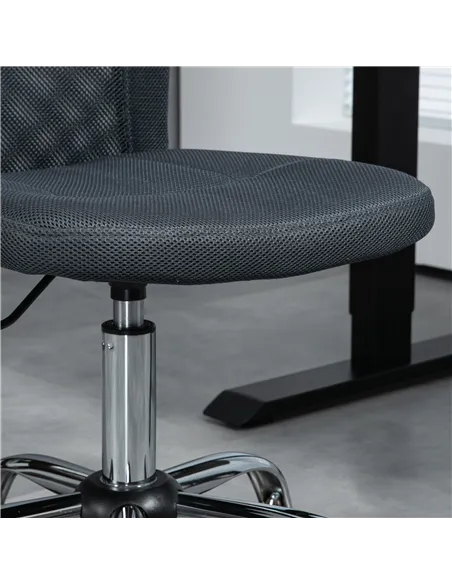 Vinsetto Computer Desk Chair, Mesh Office Chair with Adjustable Height and Swivel Wheels, Armless Study Chair, Dark Grey