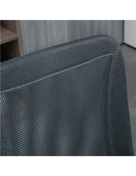 Vinsetto Computer Desk Chair, Mesh Office Chair with Adjustable Height and Swivel Wheels, Armless Study Chair, Dark Grey