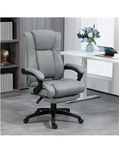 Vinsetto PU Leather Office Chair, Swivel Computer Chair with Footrest, Wheels, Adjustable Height, Grey 2