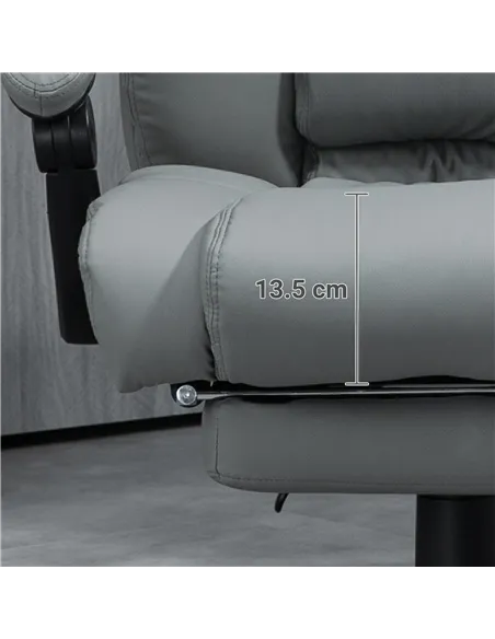 Vinsetto PU Leather Office Chair, Swivel Computer Chair with Footrest, Wheels, Adjustable Height, Grey