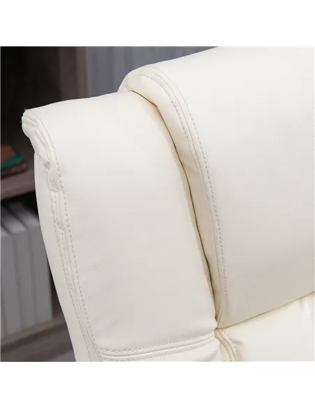 Vinsetto PU Leather Office Chair, Swivel Computer Chair with Footrest, Wheels, Adjustable Height, Cream White