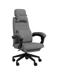 Vinsetto Linen-Look Office Chair, with 160° Reclining Back and Footrest - Grey