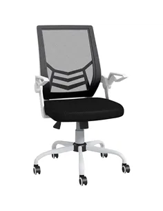 Vinsetto Mesh Office Chair, Computer Desk Chair with Flip-up Armrests, Lumbar Back Support and Swivel Wheels, Black
