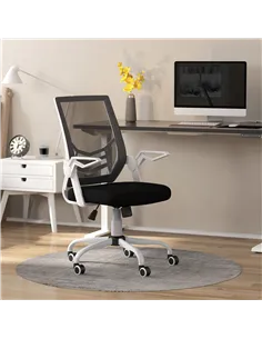 Vinsetto Mesh Office Chair, Computer Desk Chair with Flip-up Armrests, Lumbar Back Support and Swivel Wheels, Black 2