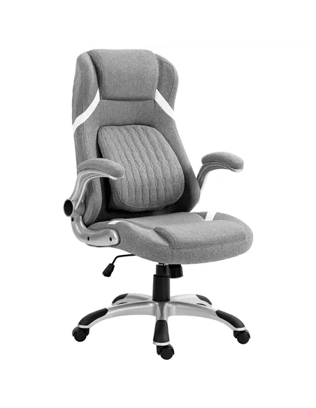 Vinsetto Linen-Look Office Chair, with Adjustable Height and Tension - Grey