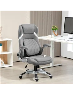 Vinsetto Linen-Look Office Chair, with Adjustable Height and Tension - Grey 2