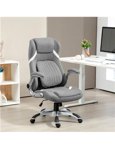 Vinsetto Linen-Look Office Chair, with Adjustable Height and Tension - Grey