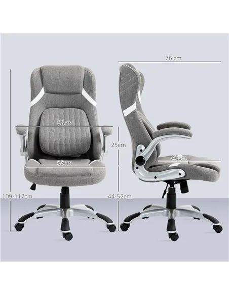 Vinsetto Linen-Look Office Chair, with Adjustable Height and Tension - Grey