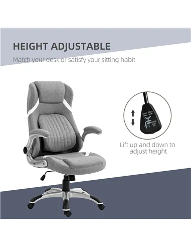 Vinsetto Linen-Look Office Chair, with Adjustable Height and Tension - Grey