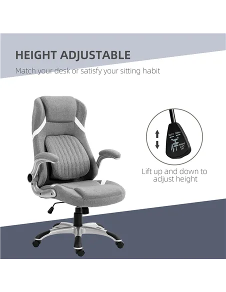 Vinsetto Linen-Look Office Chair, with Adjustable Height and Tension - Grey