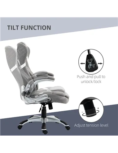 Vinsetto Linen-Look Office Chair, with Adjustable Height and Tension - Grey