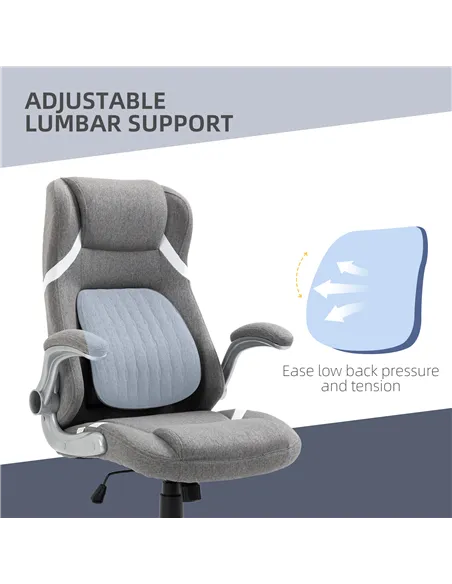 Vinsetto Linen-Look Office Chair, with Adjustable Height and Tension - Grey
