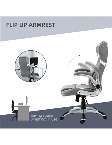 Vinsetto Linen-Look Office Chair, with Adjustable Height and Tension - Grey