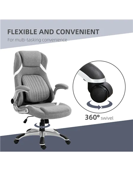 Vinsetto Linen-Look Office Chair, with Adjustable Height and Tension - Grey