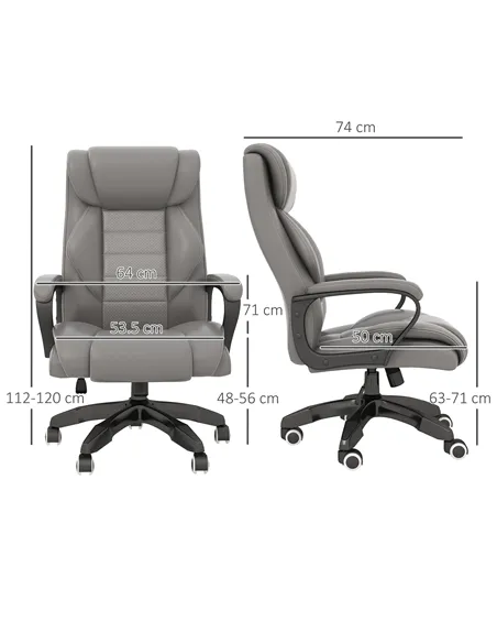 Vinsetto Office Chair with 6-Point Maaage and Back Heat, PU Desk Chair with Padded Seat and Armrest, Computer Chair with Tilt Fu