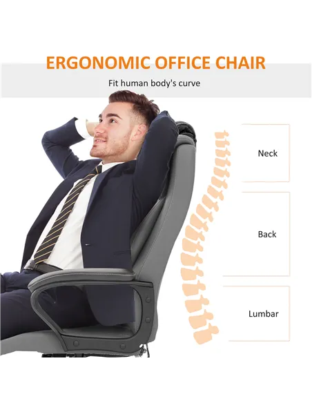 Vinsetto Office Chair with 6-Point Maaage and Back Heat, PU Desk Chair with Padded Seat and Armrest, Computer Chair with Tilt Fu