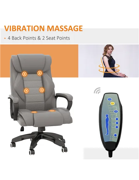Vinsetto Office Chair with 6-Point Maaage and Back Heat, PU Desk Chair with Padded Seat and Armrest, Computer Chair with Tilt Fu