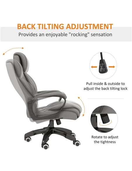 Vinsetto Office Chair with 6-Point Maaage and Back Heat, PU Desk Chair with Padded Seat and Armrest, Computer Chair with Tilt Fu