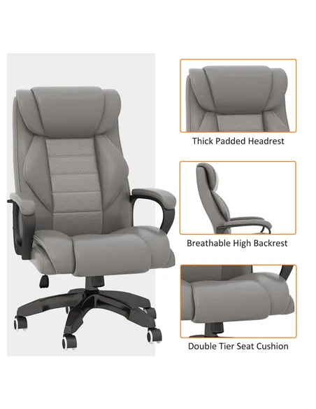 Vinsetto Office Chair with 6-Point Maaage and Back Heat, PU Desk Chair with Padded Seat and Armrest, Computer Chair with Tilt Fu