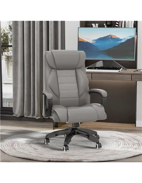 Vinsetto Office Chair with 6-Point Maaage and Back Heat, PU Desk Chair with Padded Seat and Armrest, Computer Chair with Tilt Fu