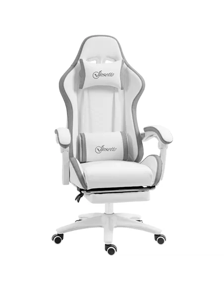 Vinsetto Computer Gaming Chair, PU Leather Desk Chair with Footrest, Swivel Task Chair with 135° Reclining Back and Lumbar Suppo