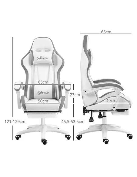 Vinsetto Computer Gaming Chair, PU Leather Desk Chair with Footrest, Swivel Task Chair with 135° Reclining Back and Lumbar Suppo