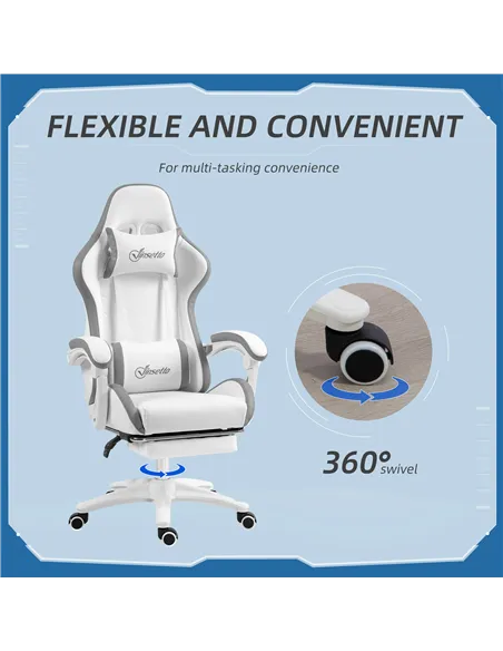 Vinsetto Computer Gaming Chair, PU Leather Desk Chair with Footrest, Swivel Task Chair with 135° Reclining Back and Lumbar Suppo