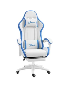Vinsetto Computer Gaming Chair, PU Leather Office Desk Chair with Footrest, Swivel Wheels, 135° Reclining Back, Lumbar Support, 