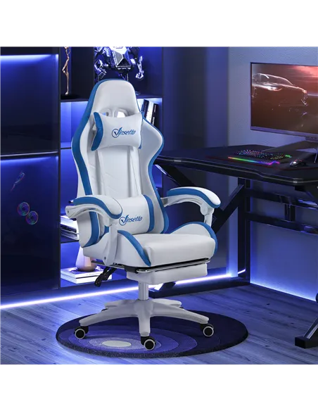 Vinsetto Computer Gaming Chair, PU Leather Office Desk Chair with Footrest, Swivel Wheels, 135° Reclining Back, Lumbar Support, 