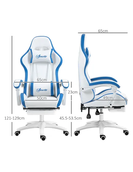 Vinsetto Computer Gaming Chair, PU Leather Office Desk Chair with Footrest, Swivel Wheels, 135° Reclining Back, Lumbar Support, 