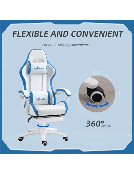 Vinsetto Computer Gaming Chair, PU Leather Office Desk Chair with Footrest, Swivel Wheels, 135° Reclining Back, Lumbar Support, 