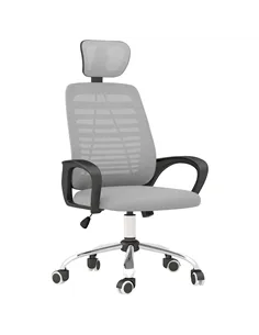 Vinsetto Ergonomic Office Chair, Mesh Desk Chair with Rotatable Headrest, Lumbar Back Support, Armrest, Grey
