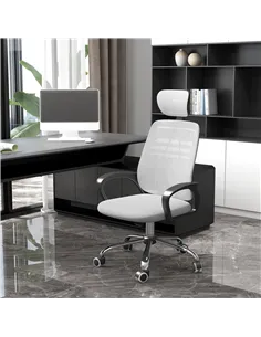 Vinsetto Ergonomic Office Chair, Mesh Desk Chair with Rotatable Headrest, Lumbar Back Support, Armrest, Grey 2