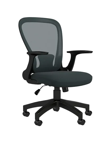 Vinsetto Ergonomic Office Chair, Mesh Desk Chair with Flip-up Armrest, Lumbar Back Support, Swivel Wheels, Grey