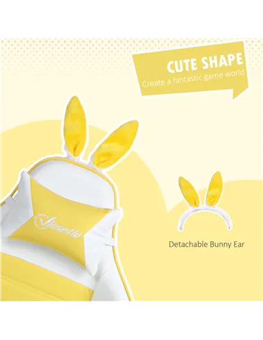 Vinsetto Reclining Racing Gaming Chair with Headrest and Lumber Support, PU Leather Computer Chair with Removable Rabbit Ears, F